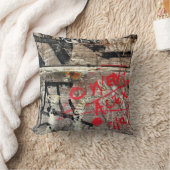 木製の写真のモダンな落書きの腐食 クッション (ブランケット)