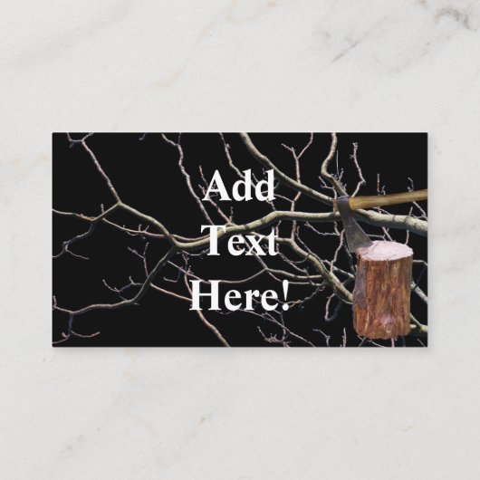 木製の切り株の斧の火災木材の名刺 名刺 (裏面)