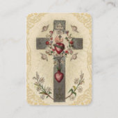 木製の十字の神聖なハートの天使の花の神聖なカード 名刺 (正面)