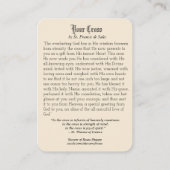 木製の十字の神聖なハートの天使の花の神聖なカード 名刺 (裏面)