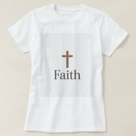 木製の十字架信仰Tシャツ Tシャツ