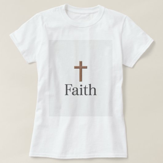 木製の十字架信仰Tシャツ Tシャツ (デザイン正面)