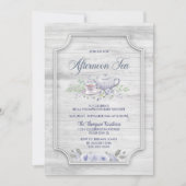 木製の午後の紅茶 ベビーシャワー 招待状 (正面)