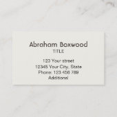 木製の古い吠え声のパーソナライズな植物のカスタマイズ可能 名刺 (裏面)