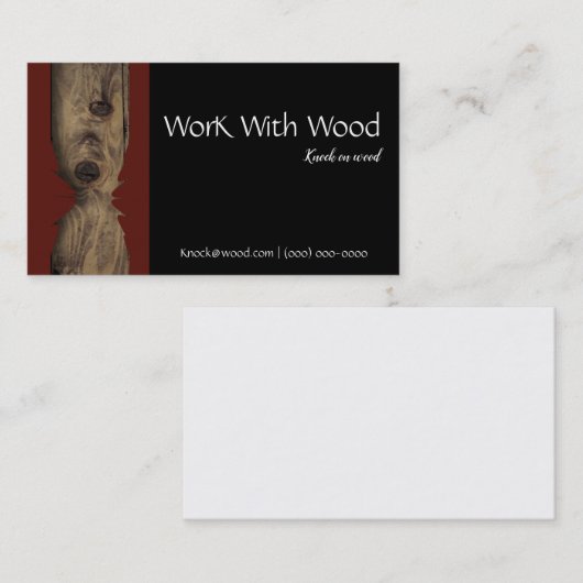 木製の名刺の大工のロゴ 名刺 (正面/裏面)