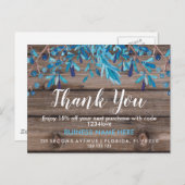 木製の境界線が特徴のビジネス用サンキューカード 案内ポストカード (正面/裏面)