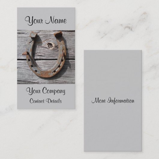 木製の壁に錆びた蹄鉄の農村部の名刺 名刺 (正面/裏面)