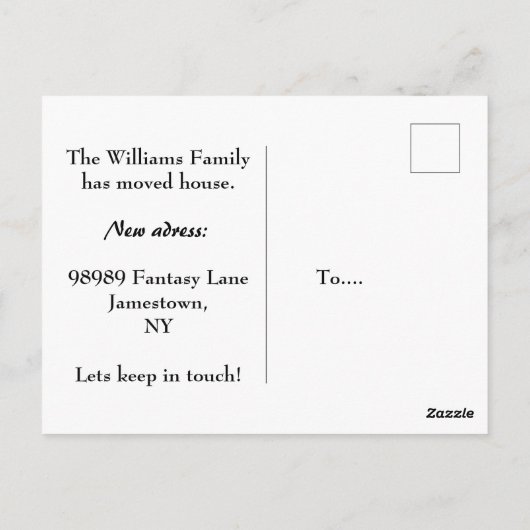 木製の壁に鳥の家、我々が移動したおもしろい ポストカード (裏面)