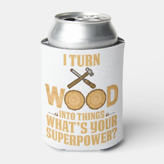 木製の大工の継ぎ手大工の贈り物 缶クーラー (缶正面)