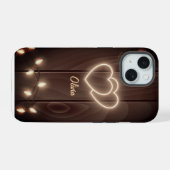 木製の妖精のライト iPhone 15ケース (裏面横)