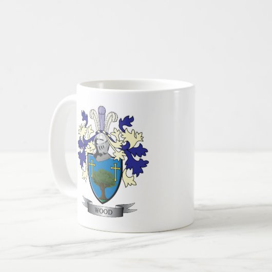 木製の家紋の紋章付き外衣 コーヒーマグカップ (正面左)