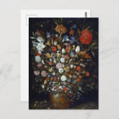 木製の容器の花ヤン・ブルーゲル長老 ポストカード (正面/裏面)