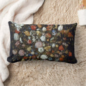 木製の容器の花ヤン・ブルーゲル長老 ランバークッション (ブランケット)