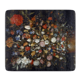 木製の容器の花（Jan Brueghel著） カッティングボード
