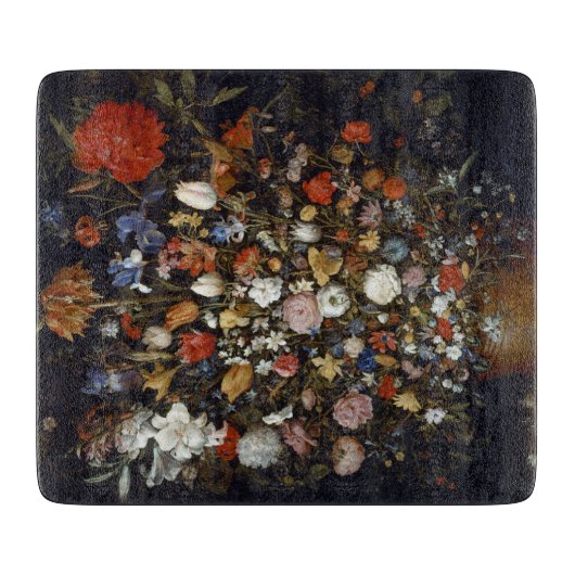 木製の容器の花（Jan Brueghel著） カッティングボード (正面)