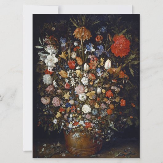 木製の容器の花（Jan Brueghel著） カード (正面)