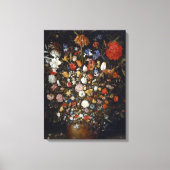 木製の容器の花(Jan Brueghel著) キャンバスプリント (正面)
