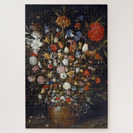 木製の容器の花（Jan Brueghel著） ジグソーパズル (縦)