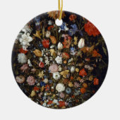 木製の容器の花(Jan Brueghel著) セラミックオーナメント (正面)