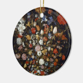 木製の容器の花(Jan Brueghel著) セラミックオーナメント (左)