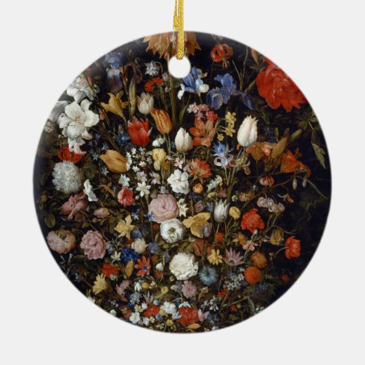 木製の容器の花(Jan Brueghel著) セラミックオーナメント (裏面)
