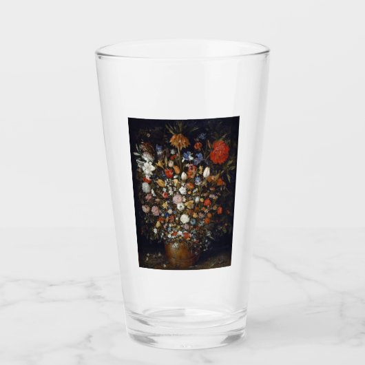 木製の容器の花（Jan Brueghel著） タンブラーグラス (正面)