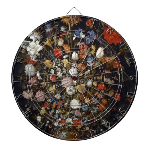木製の容器の花（Jan Brueghel著） ダーツボード (正面)