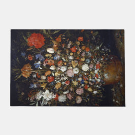 木製の容器の花（Jan Brueghel著） ドアマット
