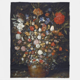 木製の容器の花（Jan Brueghel著） フリースブランケット