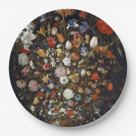 木製の容器の花（Jan Brueghel著） ペーパープレート
