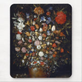 木製の容器の花（Jan Brueghel著） マウスパッド (正面)