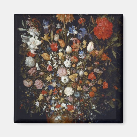 木製の容器の花（Jan Brueghel著） マグネット (正面)