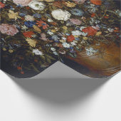 木製の容器の花（Jan Brueghel著） ラッピングペーパー (角)