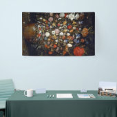 木製の容器の花（Jan Brueghel著） 横断幕 (トレードショー)