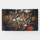 木製の容器の花（Jan Brueghel著） 横断幕 (横)