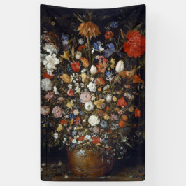 木製の容器の花（Jan Brueghel著） 横断幕