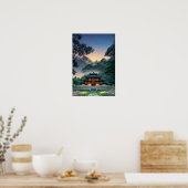 木製の寺の自然のハート ポスター (キッチン)