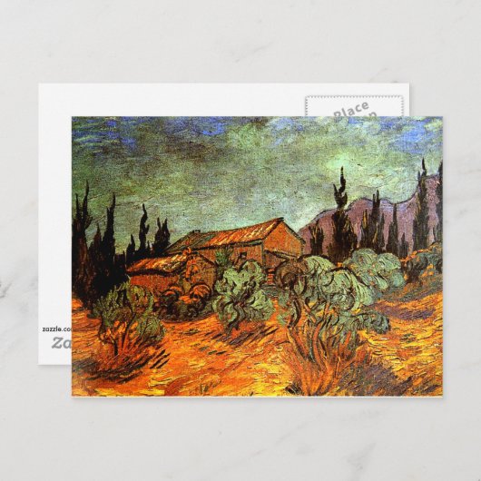 木製の小屋、ヴァンゴッホの絵画 ポストカード (正面/裏面)
