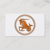 木製の山羊座の(占星術の)十二宮図の海のヤギの占星術の印 名刺 (裏面)