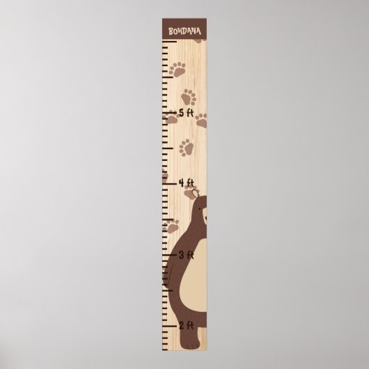 木製の成長の高さチャート定規クマのテディ ポスター (正面)