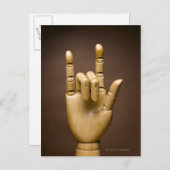 木製の手指と小指を伸ばし ポストカード (正面/裏面)