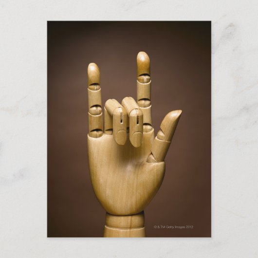 木製の手指と小指を伸ばし ポストカード (正面)