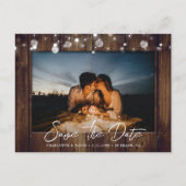 木製の文字列のライト日付の写真はがきを保存 案内ポストカード (正面)