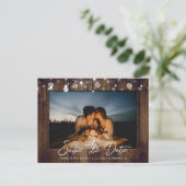 木製の文字列のライト日付の写真はがきを保存 案内ポストカード (スタンド正面)