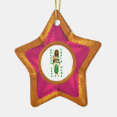 木製の星の木製の錯覚の写真のボーダー セラミックオーナメント (左)