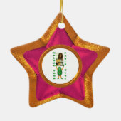 木製の星の木製の錯覚の写真のボーダー セラミックオーナメント (裏面)