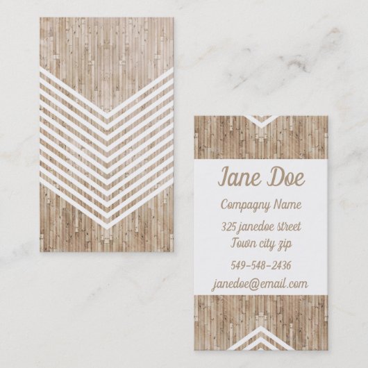 木製の最小主義のシェブロン 名刺 (正面/裏面)