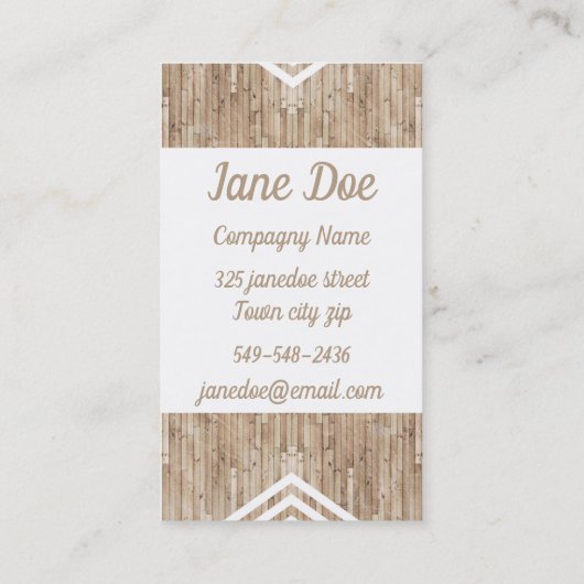 木製の最小主義のシェブロン 名刺 (裏面)