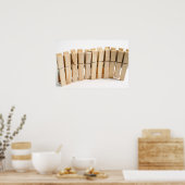 木製の服のペグ ポスター (キッチン)