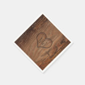 木製の木のハート素朴の結婚彫刻 スタンダードカクテルナプキン (角)